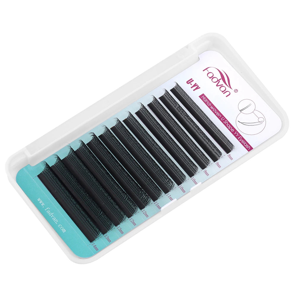 FADVAN U Shape YY Double Tips Extension Eyelashes C/D Curl Premade Volume Fan Lashes Natural Soft Wispy False Lash