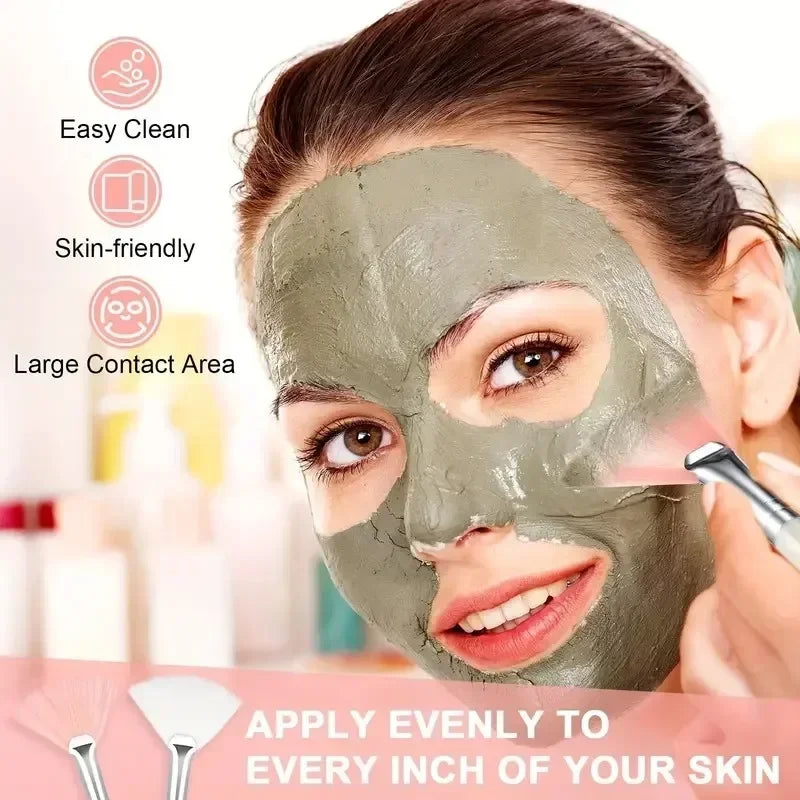 8pcs/set  Facial Brushes Fan Makeup Brushes Soft Portable Mask Brushe Spa Headband Stretchable Hair Wrap Skincare Makeup Tools