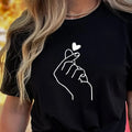 T Shirt Love Heart Cute Print Solid Crew Neck T-Shirt Short Sleeve Casual Every Day Top for All Season Women's Clothing