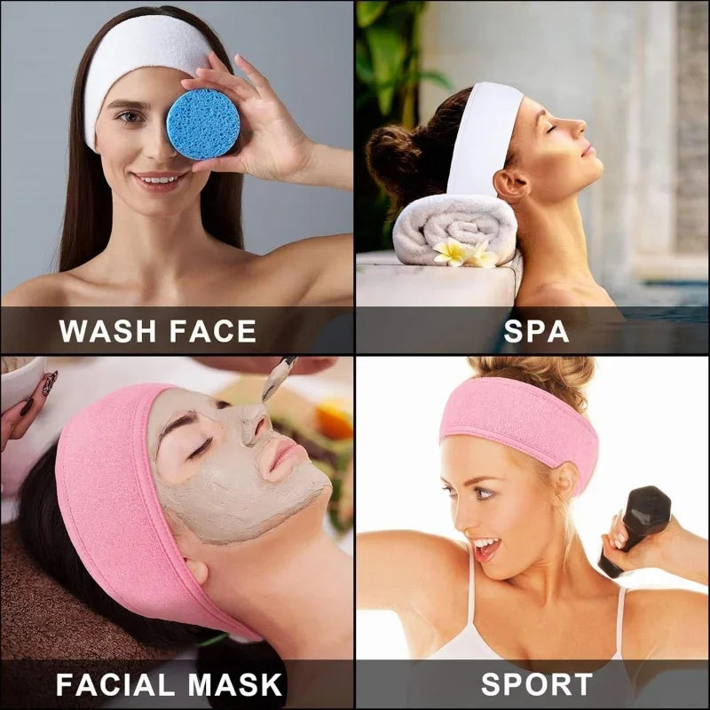 8pcs/set  Facial Brushes Fan Makeup Brushes Soft Portable Mask Brushe Spa Headband Stretchable Hair Wrap Skincare Makeup Tools