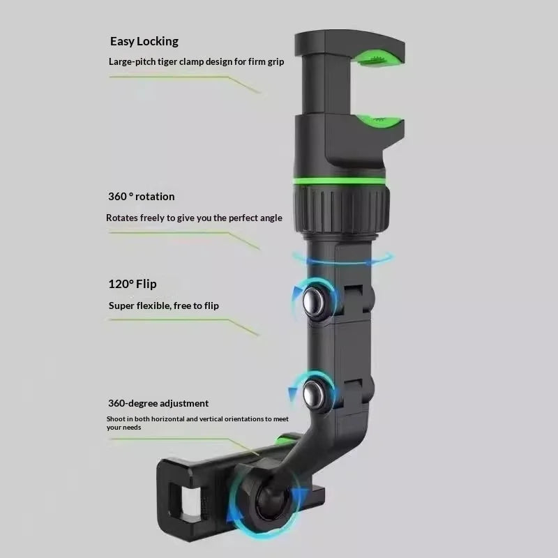 360 Adjustable Car Phone Holder-Anti-shake Rearview Mirror Mount